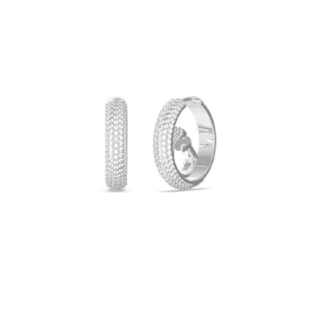 Guess Rhodium Plated G Logo Pave Huggy Earrings UBE03299RH