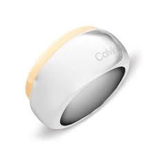 Calvin Klein Sculpted / Two-Tone Silver & Gold-Tone Stainless Steel Dome Ring 35000615E