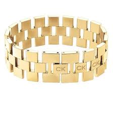 Calvin Klein Geometric Link / Gold-Tone Stainless Steel Monogram Men's Bracelet