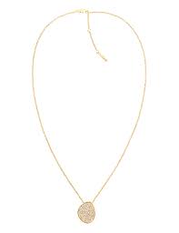 Calvin Klein Organic Pavé Disc / Gold-Tone Stainless Steel Pendant Necklace 35000331