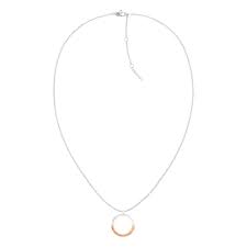 Calvin Klein Organic Loop / Two-Tone Silver & Gold-Tone Stainless Steel Pendant Necklace35000453