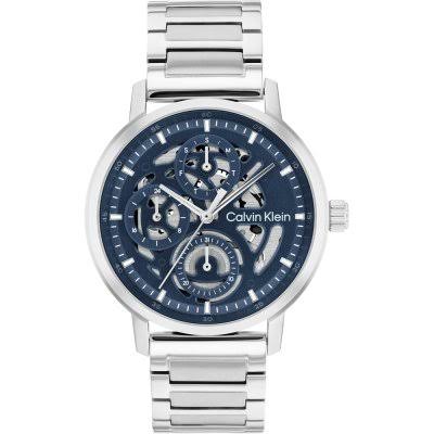 Calvin Klein Architectural / Multi-Function Skeleton Blue Dial Men's Stainless Steel Watch 25200562