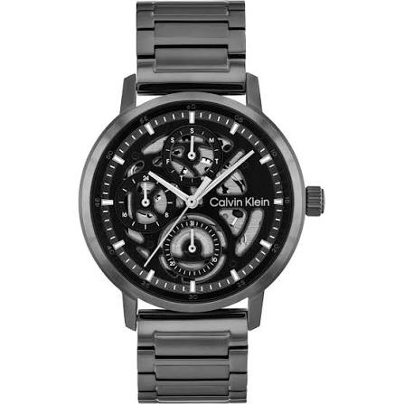 Calvin Klein Architectural / Multi-Function Skeleton Black & Gunmetal Dial Men's Stainless Steel Watch 25200563