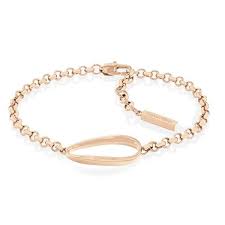 Calvin Klein Organic Teardrop Loop / Rose Gold-Tone Stainless Steel Chain Bracelet 35000359