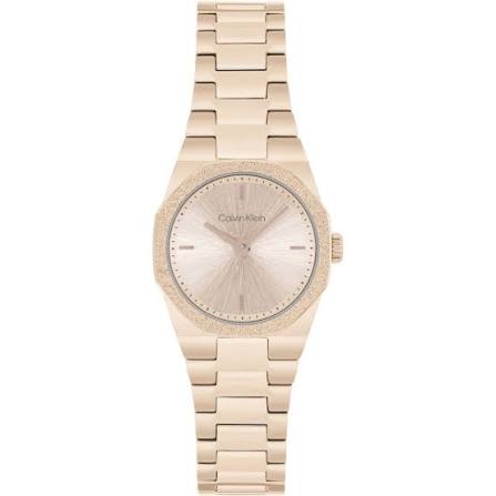 Calvin Klein Textured Bark / Octagonal Cushion Women's Rose Gold-Tone Stainless Steel Watch 25100144
