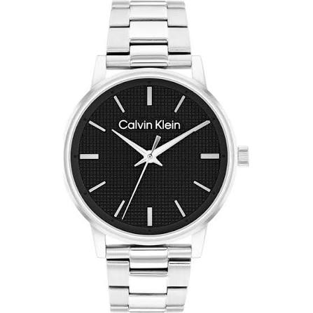 Calvin Klein Modern Textured Dial / Grid Pattern Black Dial Men's Stainless Steel Watch 25200500