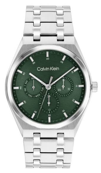 Calvin Klein Multi-Function / Grooved Green Dial Men's Stainless Steel Watch 25200521