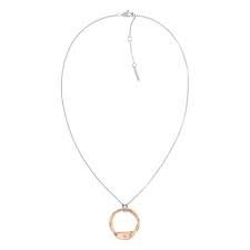 Calvin Klein Organic Loop / Two-Tone Silver & Rose Gold Pendant Necklace 35000580