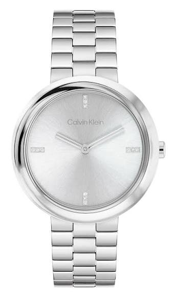 Calvin Klein Crystal Minimalist / Silver Sunray Crystal Dial Stainless Steel Watch 25100093