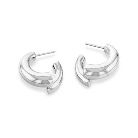 Calvin Klein Sculpted Ribbon / Overlapping Silver-Tone Stainless Steel Half-Hoop Earrings 35000764