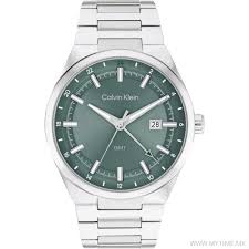 Calvin Klein GMT / Sunray Green Dial Stainless Steel Dual-Time Watch 25200492
