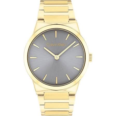 Calvin Klein Minimalist Sunray / Sunray Gray Dial Gold-Tone Stainless Steel Watch 25100082