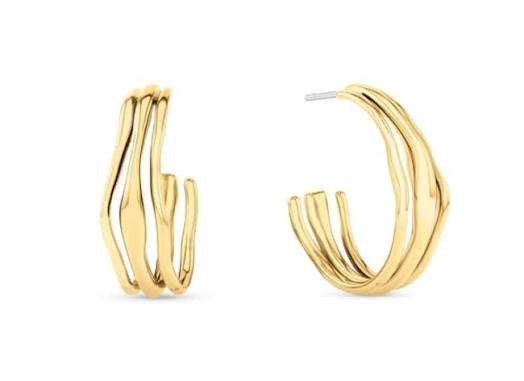 Calvin Klein Sculpted / Spiral Gold-Tone Stainless Steel Hoop Earrings 35000721