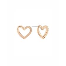 Calvin Klein Architectural Heart / Rose Gold-Tone Stainless Steel Stud Earrings 35000392