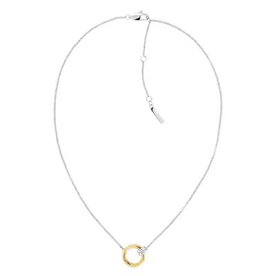 Calvin Klein Ring / Geometric Two-Tone Women's Stainless Steel Pendant Necklace 35000925