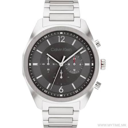 Calvin Klein Sport Chronograph Dark Grey Dial Silver-Tone Stainless Steel Men's Watch 25200264