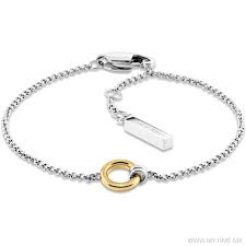 Calvin Klein Ring / Geometric Two-Tone Women's Stainless Steel Chain Bracelet 35000955