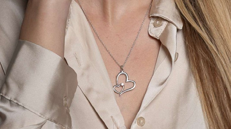 Heart-Shaped Zirconia Necklace in 925 Sterling Silver