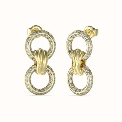 Guess Circle Knot Pendant Gold-Tone Stainless Steel 30mm Earrings UBE04061YG
