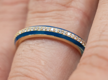 SMALTO - Silver 925 Gold Plated & Blue Enamel Ring