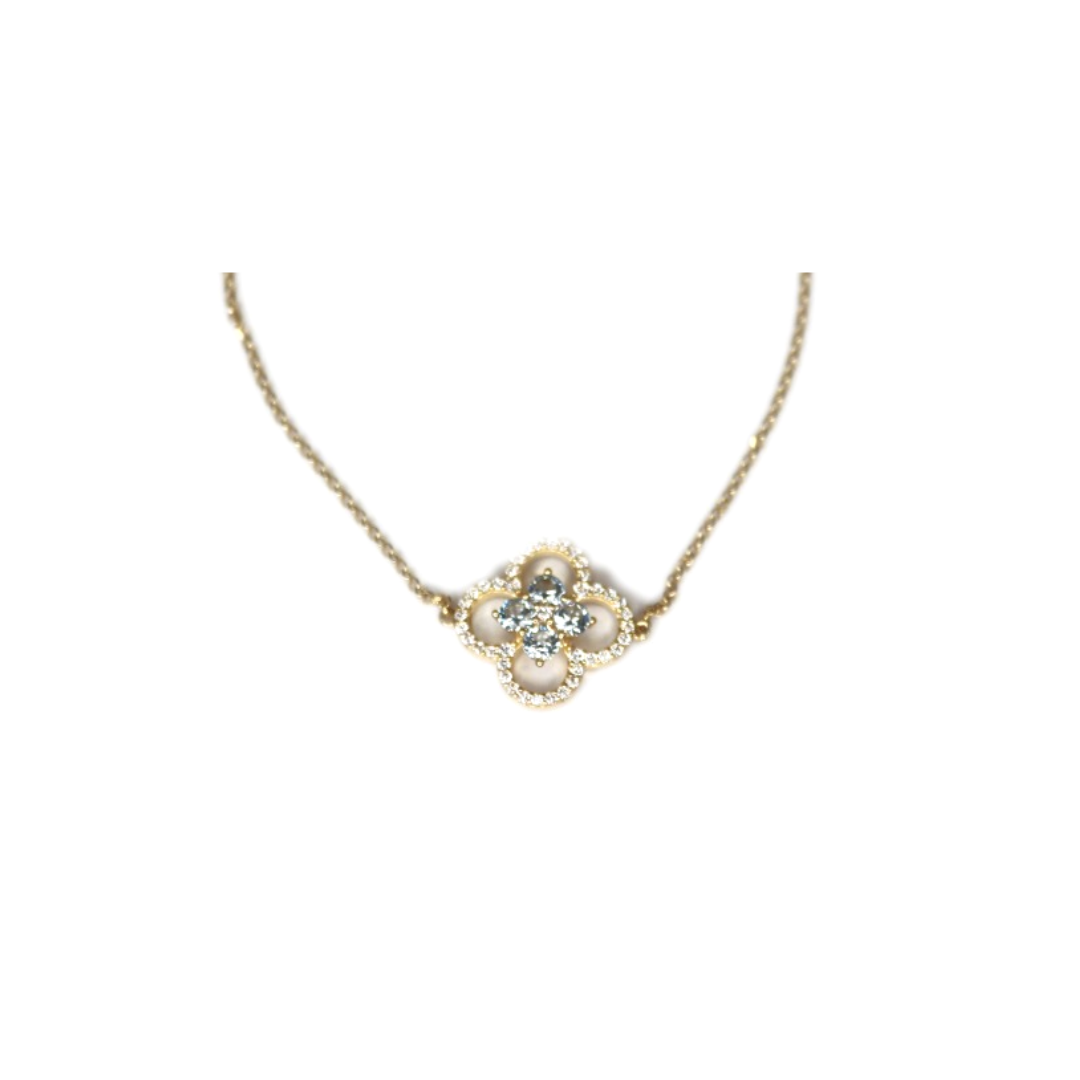 Fortuna Yellow Gold Plated Bracelet with Aqua Crystals