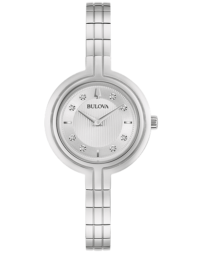 Bulova Rhapsody Women's White Dial Silver Diamond Watch 96P214