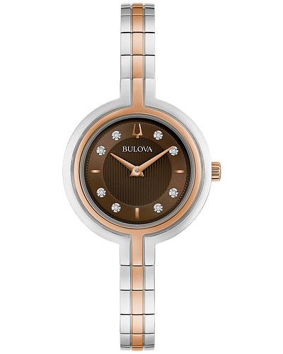 Bulova Rhapsody Women's Two-Tone Brown Dial Diamond Watch 98P194