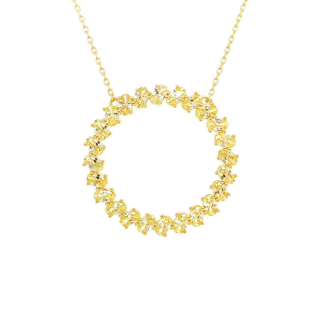 Sterling Jewellers' Ovale Giallo Sole Sun Round Necklace in Yellow Gold Plating with Yellow Stones from the new Ovale Collection