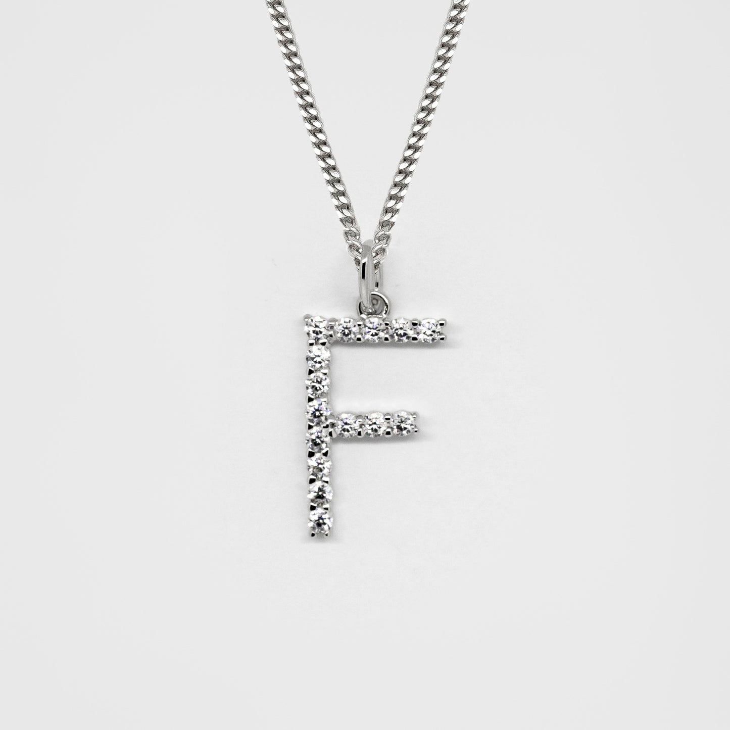 Silver 925 Initial Necklace - F