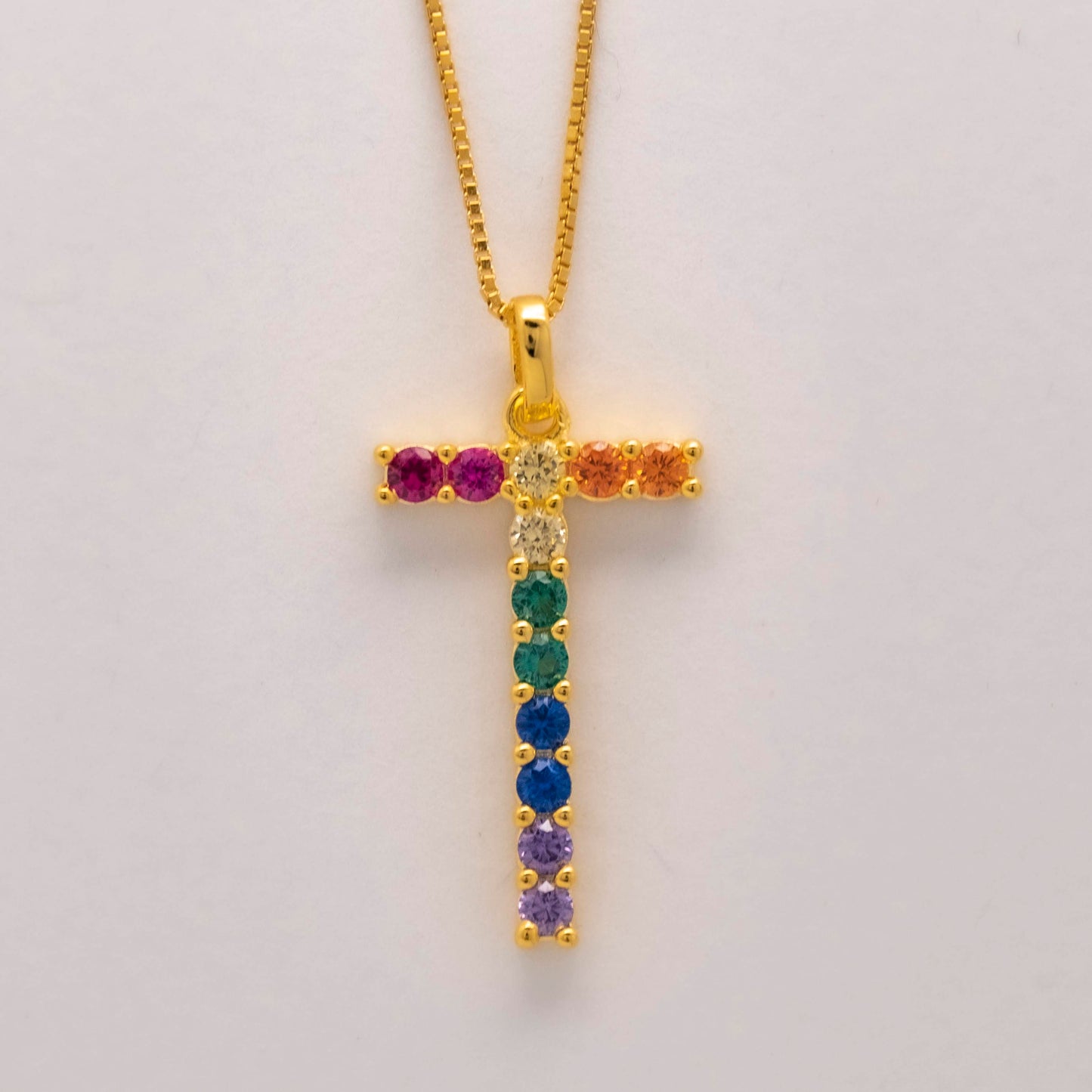 Silver 925 Rainbow Initial Necklace - T