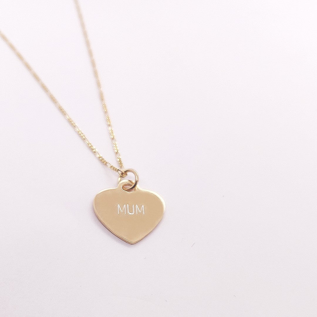 Silver 925 Heart with Mum engraving and chain