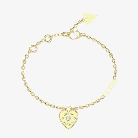 Amore Gold Tone Crystal Heart Guess Charm Bracelet UBB05057YGL