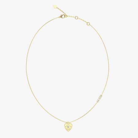 Amore Gold Tone 18 Inch Crystal Heart Guess Necklace UBN05056YG