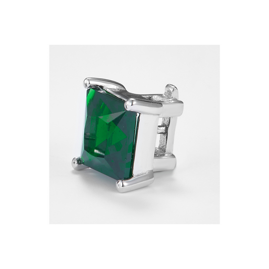 Green Zirconia Princess-Cut Pendant in 925 Sterling Silver