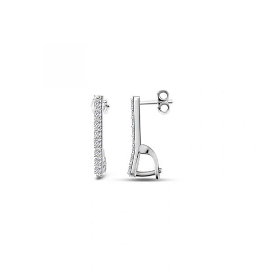 Earring Stud Zirconi Silver 925 with White Rhodium plating