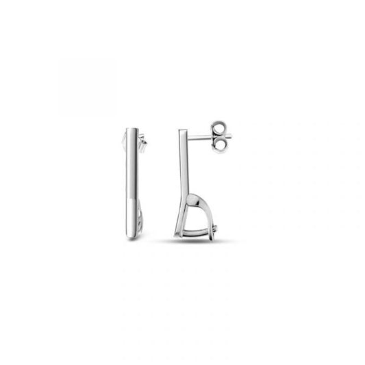 Earring Stud Plain Silver 925 with White Rhodium Plating