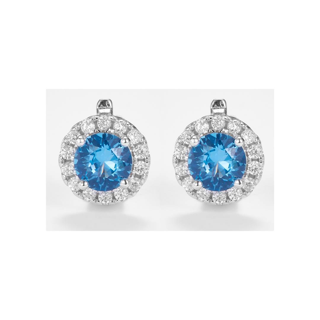 Celestia Cluster Round Brilliant-Cut Earrings in 925 Sterling Silver