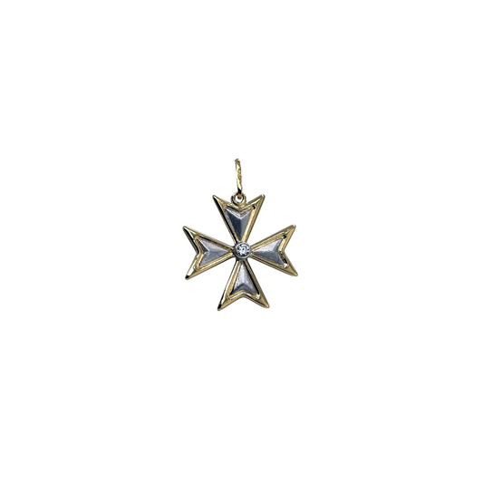18Kt Two-Tone Maltese Cross Pendant Ref :CSTP203871-YW-FL-FCZ