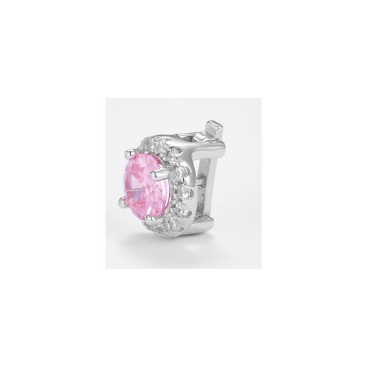 Light Pink Cluster Round Brilliant-Cut Pendant in 925 Sterling Silver