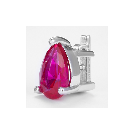 Red Zirconia Teardrop-Cut Pendant in 925 Sterling Silver