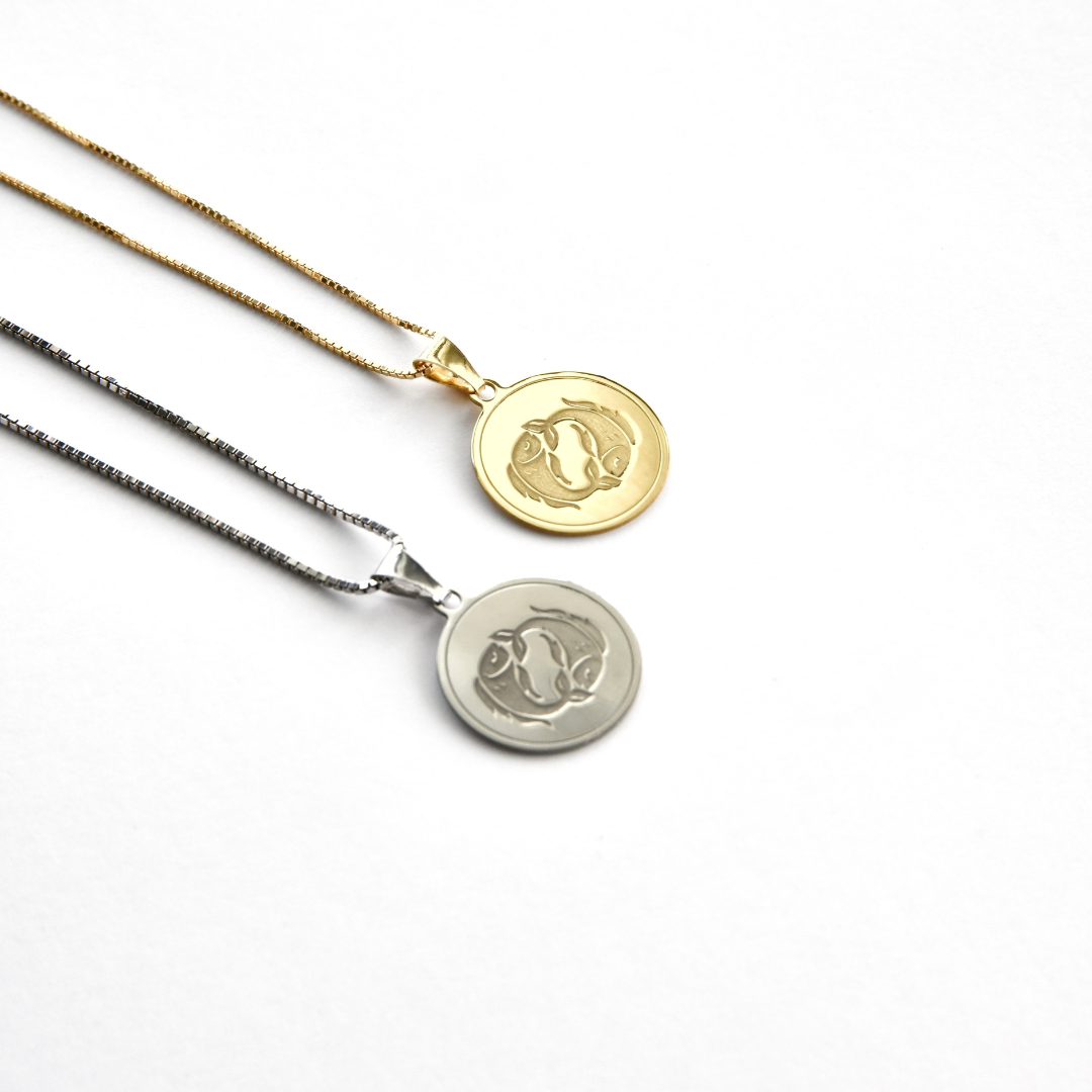 Pisces - Personalised Zodiac Necklace Ref :PiscesS/ PiscesY