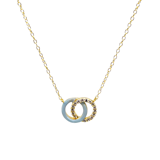 SMALTO - Silver 925 Gold Plated and Light Blue Enamel Intertwined Necklace