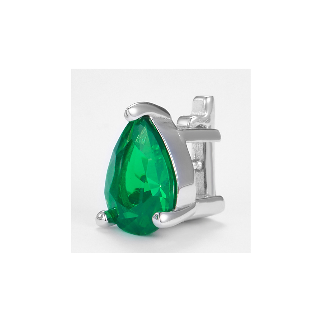Green Zirconia Teardrop-Cut Pendant in 925 Sterling Silver