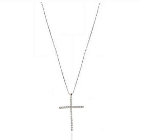 18KT Gold Cross Necklace with Zircons - 766769