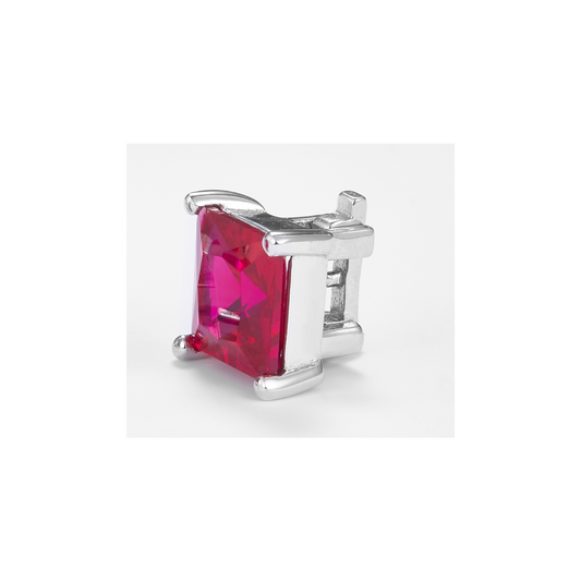 Red Zirconia Princess-Cut Pendant in 925 Sterling Silver