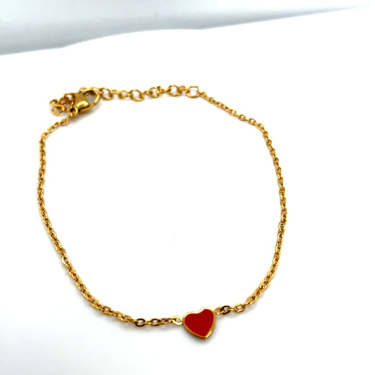Red and 18k Gold Plated Heart Bracelet Ref: BR26140EG