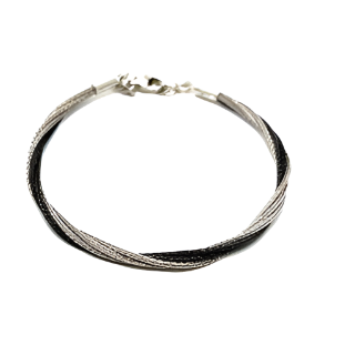 3 Tone Rope Bracelet -  Black & Silver
