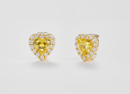 Light Yellow Cluster Heart Pendant in 925 Sterling Silver