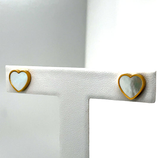 White and Gold Plated Stud Earrings Ref:EA54020AG