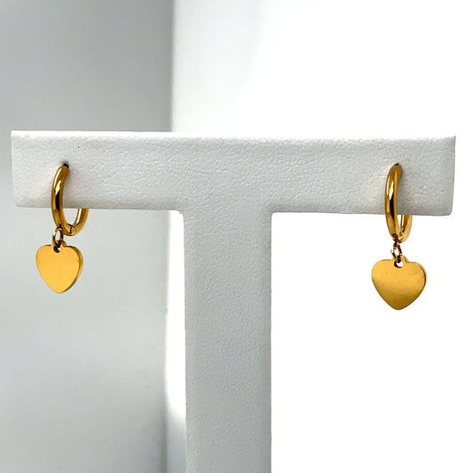 Gold Plated Heart Hoop Dangle Earrings Ref: EA559501G
